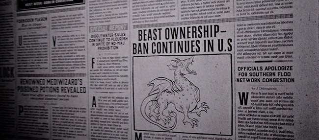 Fantastic Beasts and Where to Find Them newspaper montage Dragon